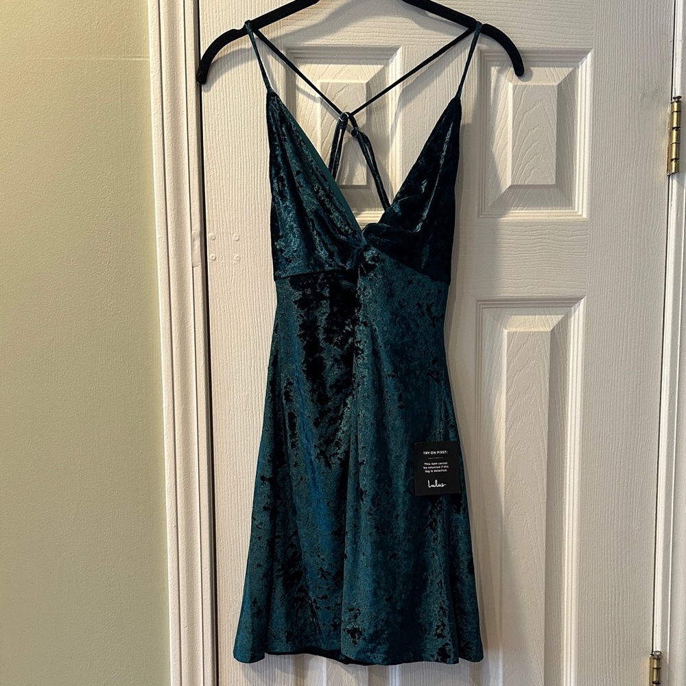 Lulus Crushed Velvet Emerald Green Mini Dress
